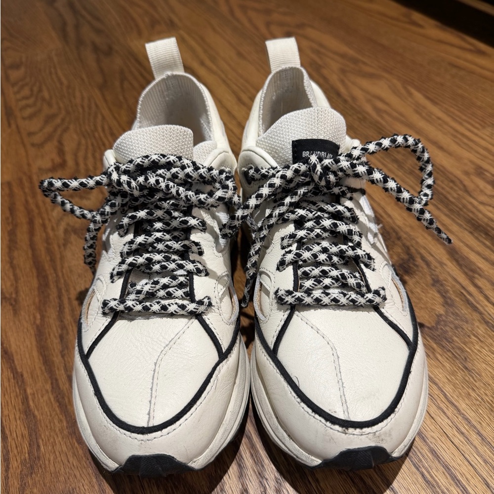 Brandblack Women's White Sneakers with Black Trim